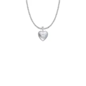 11/16 Inch Sterling Silver Engraved Cross on Heart Locket Necklace