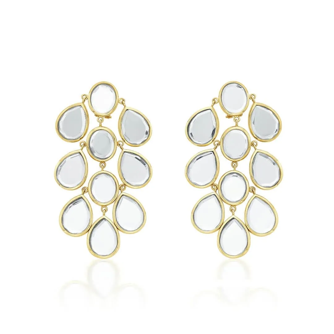 Borderless Mirror Splash Cascading Large Drop Earring