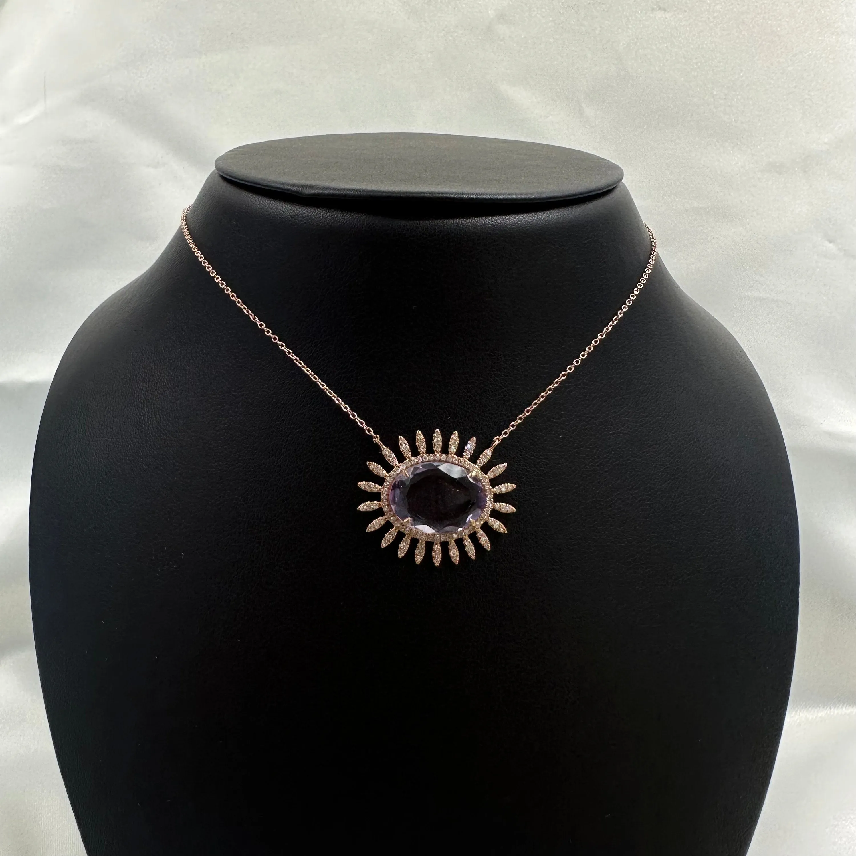 Diamond Pink Amethyst Necklace