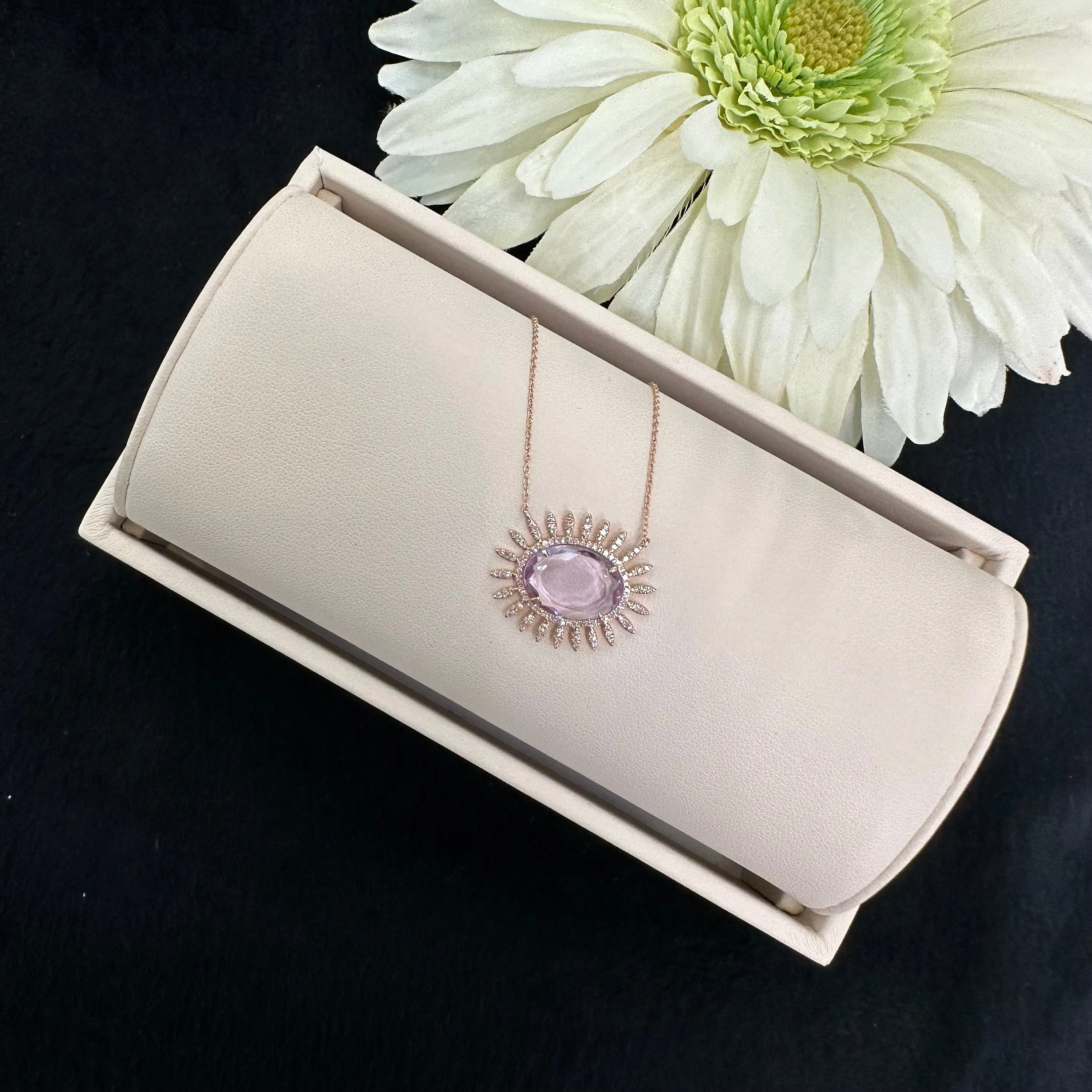 Diamond Pink Amethyst Necklace