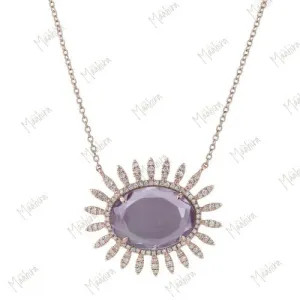 Diamond Pink Amethyst Necklace