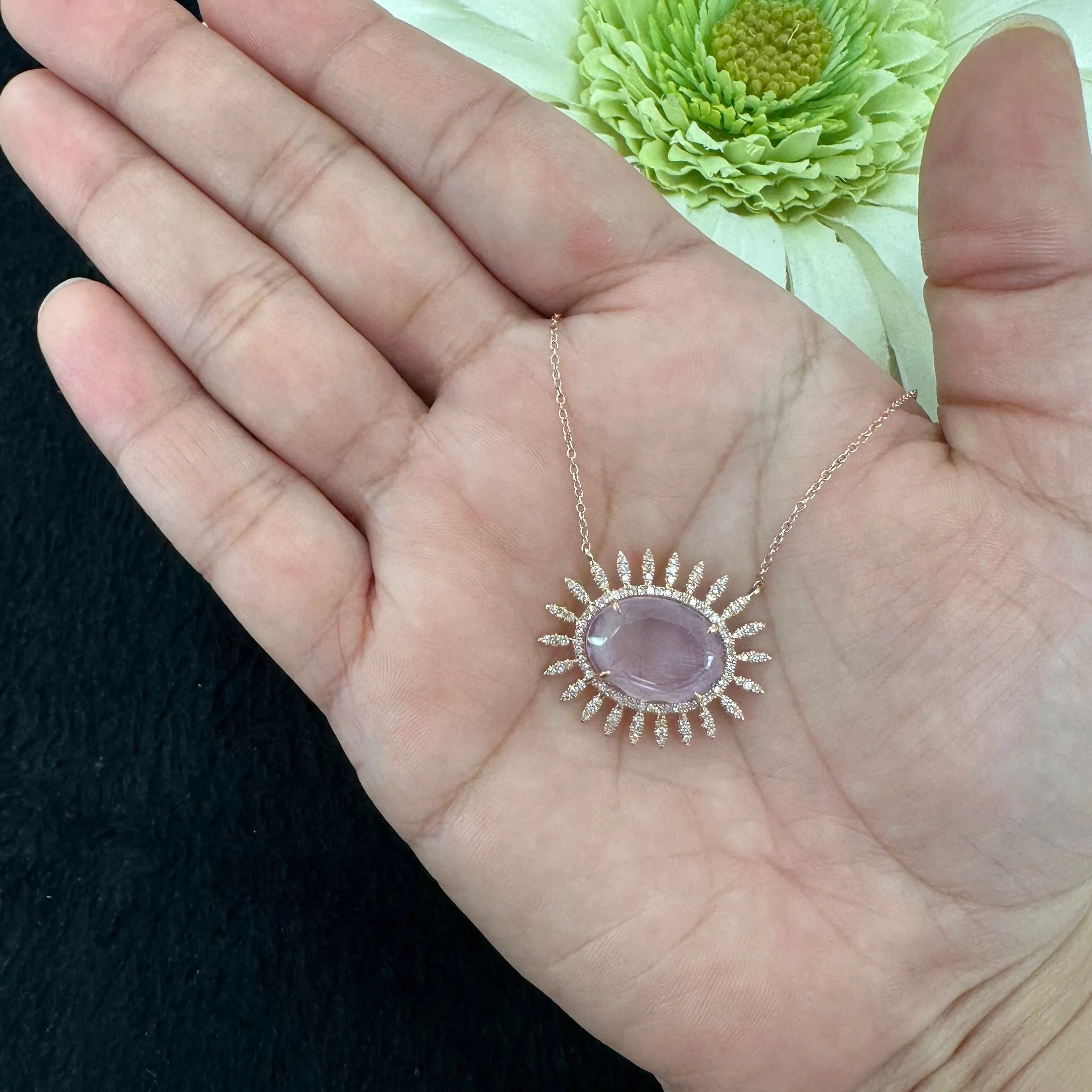 Diamond Pink Amethyst Necklace