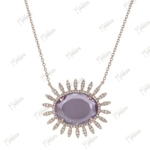 Diamond Pink Amethyst Necklace