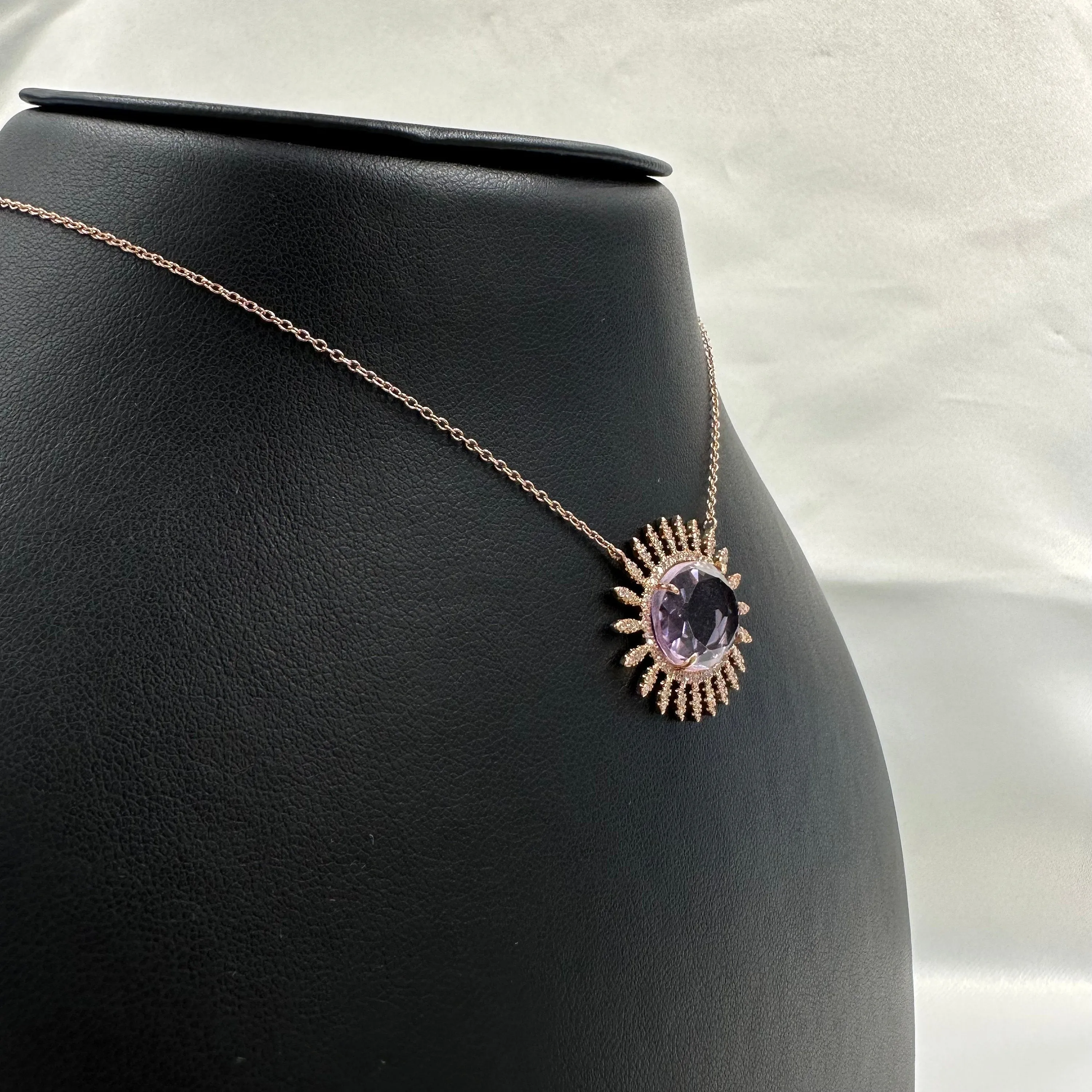 Diamond Pink Amethyst Necklace