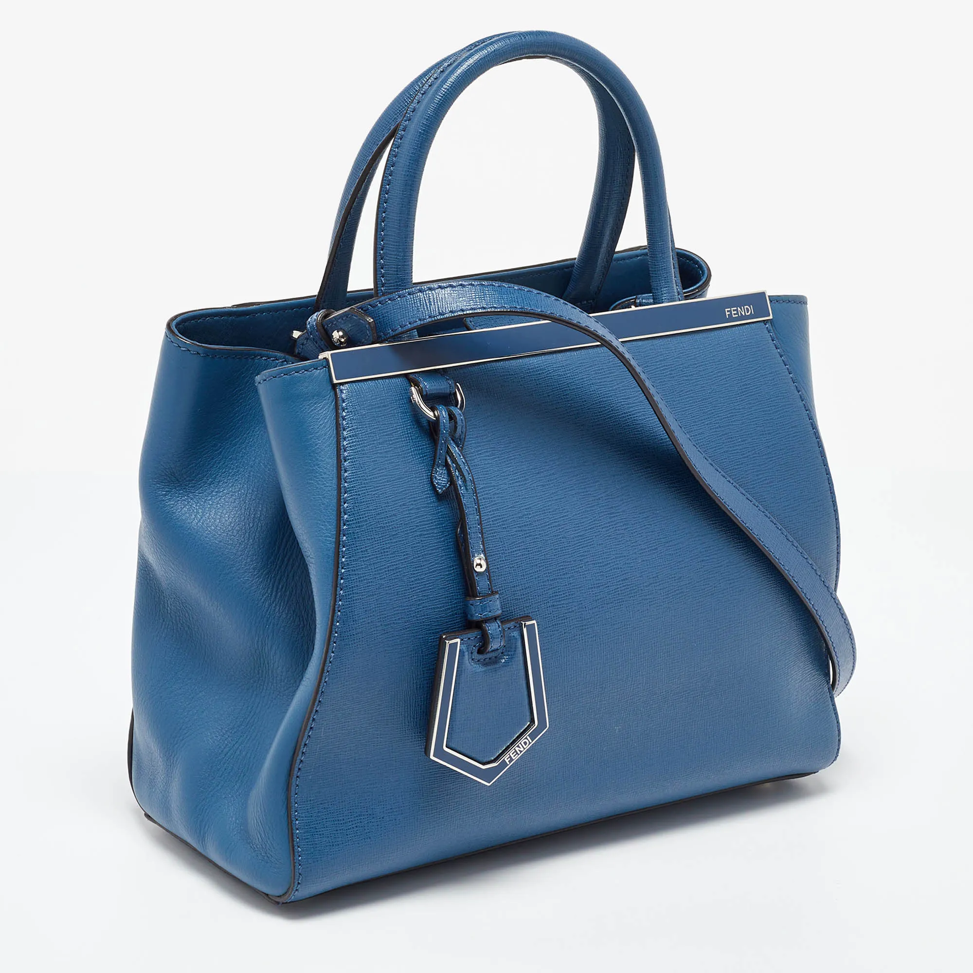 Fendi Blue Leather Petite Sac 2Jours Tote..