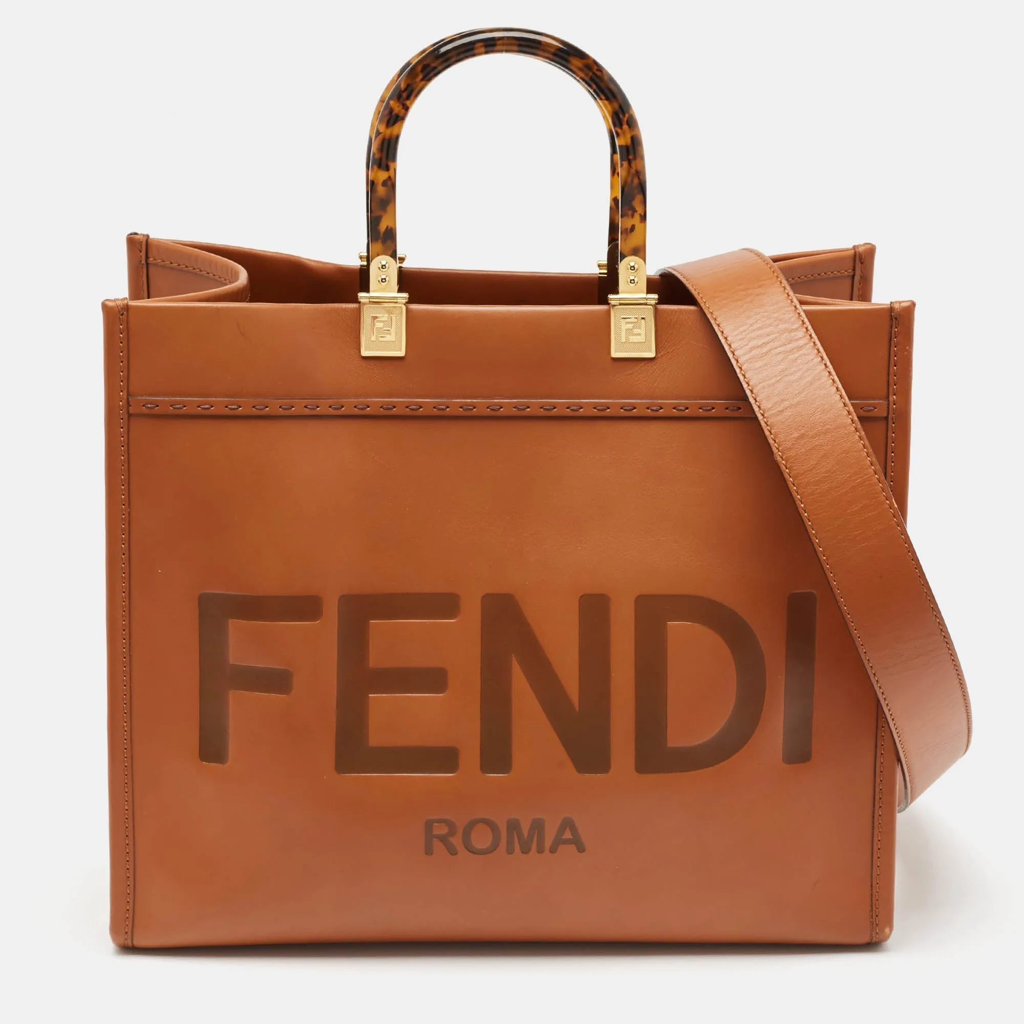 Fendi Brown Leather Medium Sunshine Tote