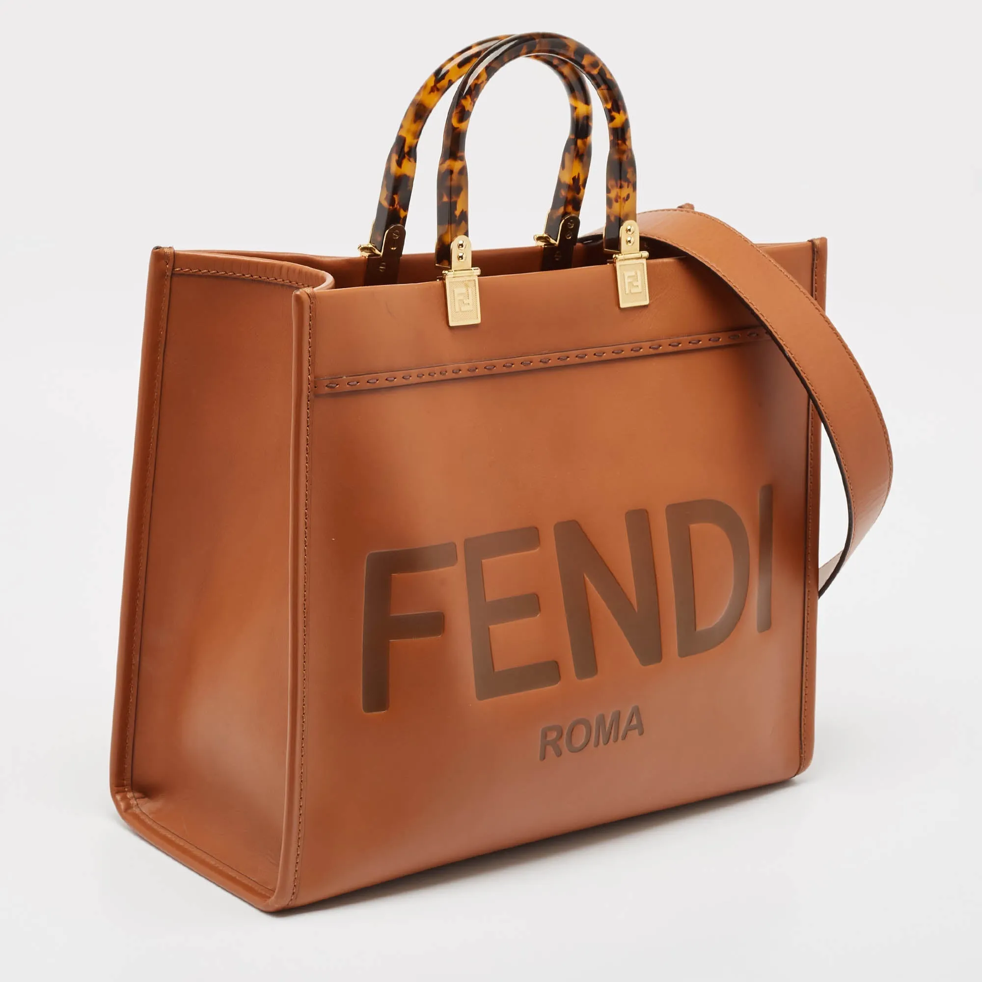 Fendi Brown Leather Medium Sunshine Tote