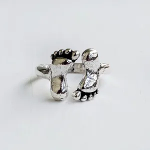 Footprints Silver Toe Ring