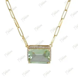 Green Amethyst Diamond Necklace