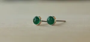 Green Onyx Bezel Gemstone, Med (Niobium or Titanium Post Earrings)