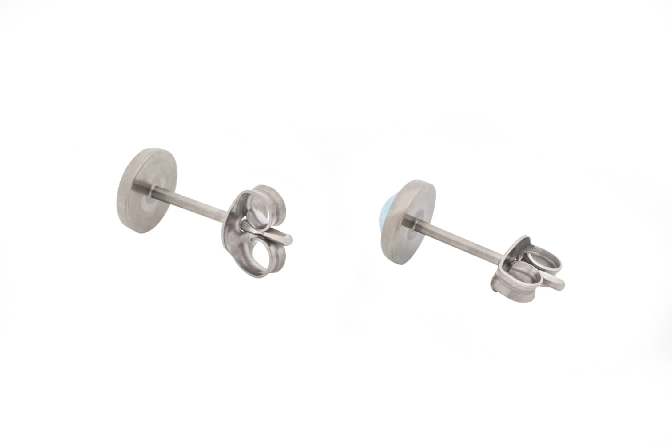 Greige Crystal Pure Titanium Stud Earrings