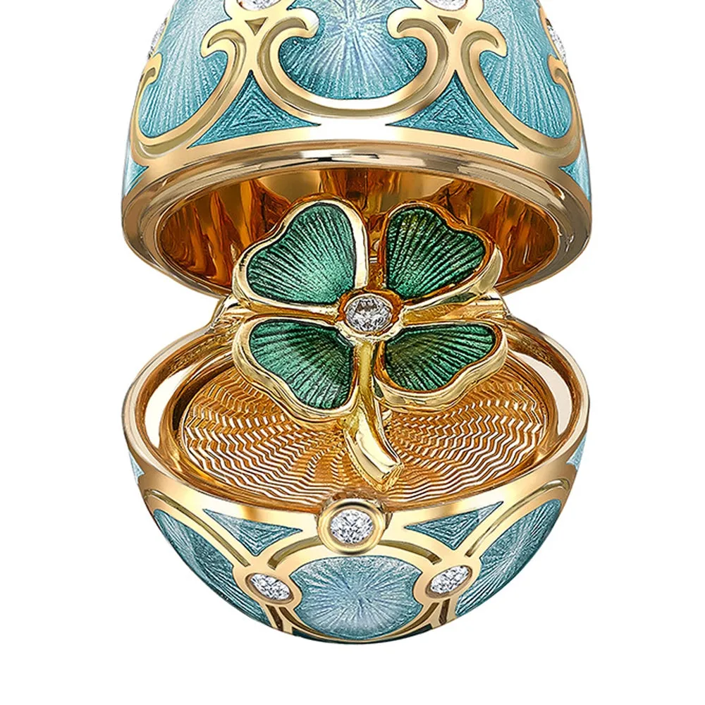 Guilloché Enamel Clover Surprise Locket