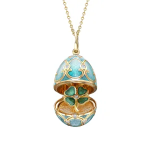 Guilloché Enamel Clover Surprise Locket