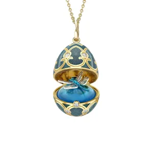 Guilloché Enamel Dragonfly Surprise Locket