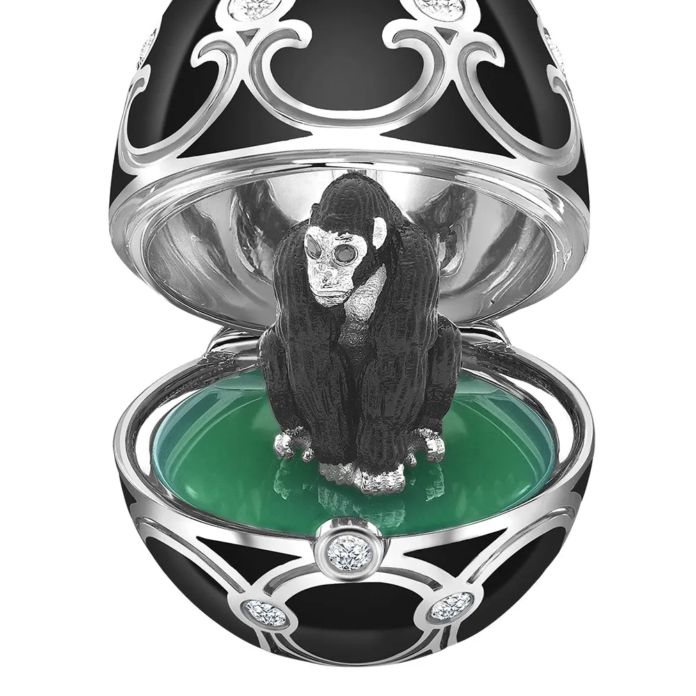 Guilloché Enamel Gorilla Surprise Locket