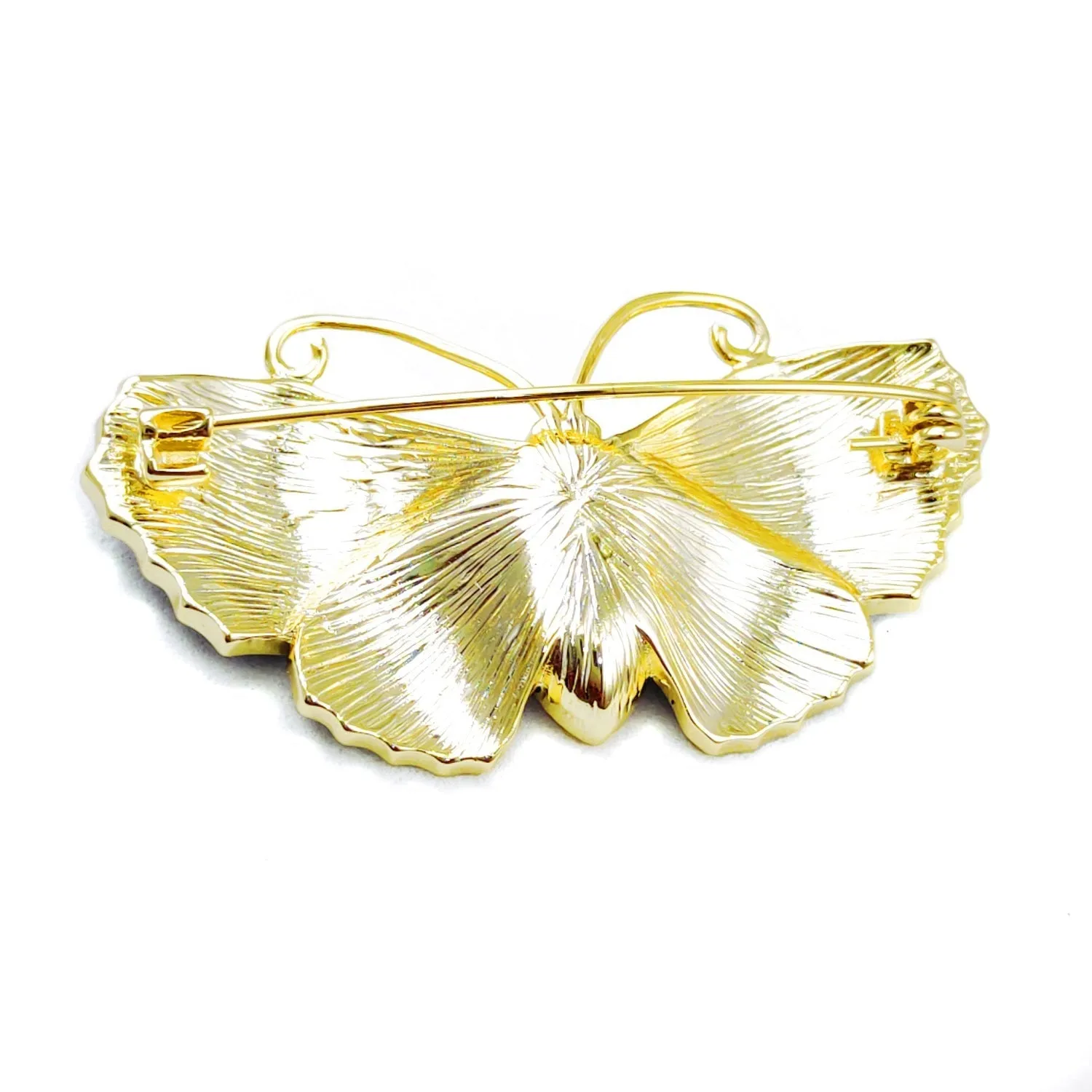 MILENA Brooch Steel Gold plated and Blue Enamel Butterfly