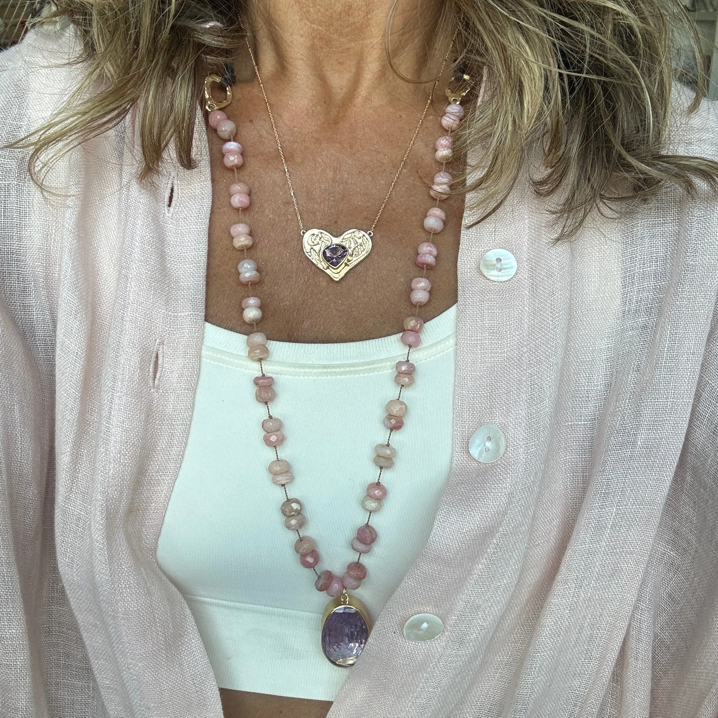 Pink Opal and Amethyst Love & Light Necklace