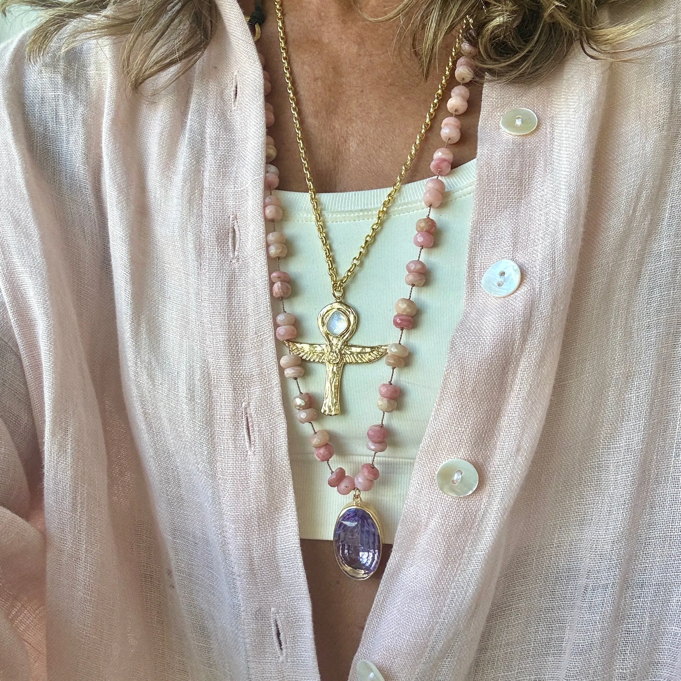 Pink Opal and Amethyst Love & Light Necklace