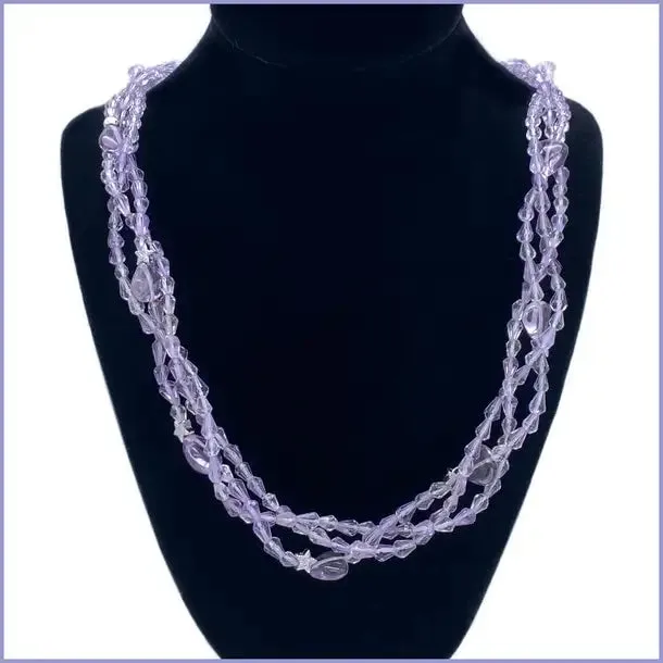 Rose de France Amethyst Triple Strand Necklace