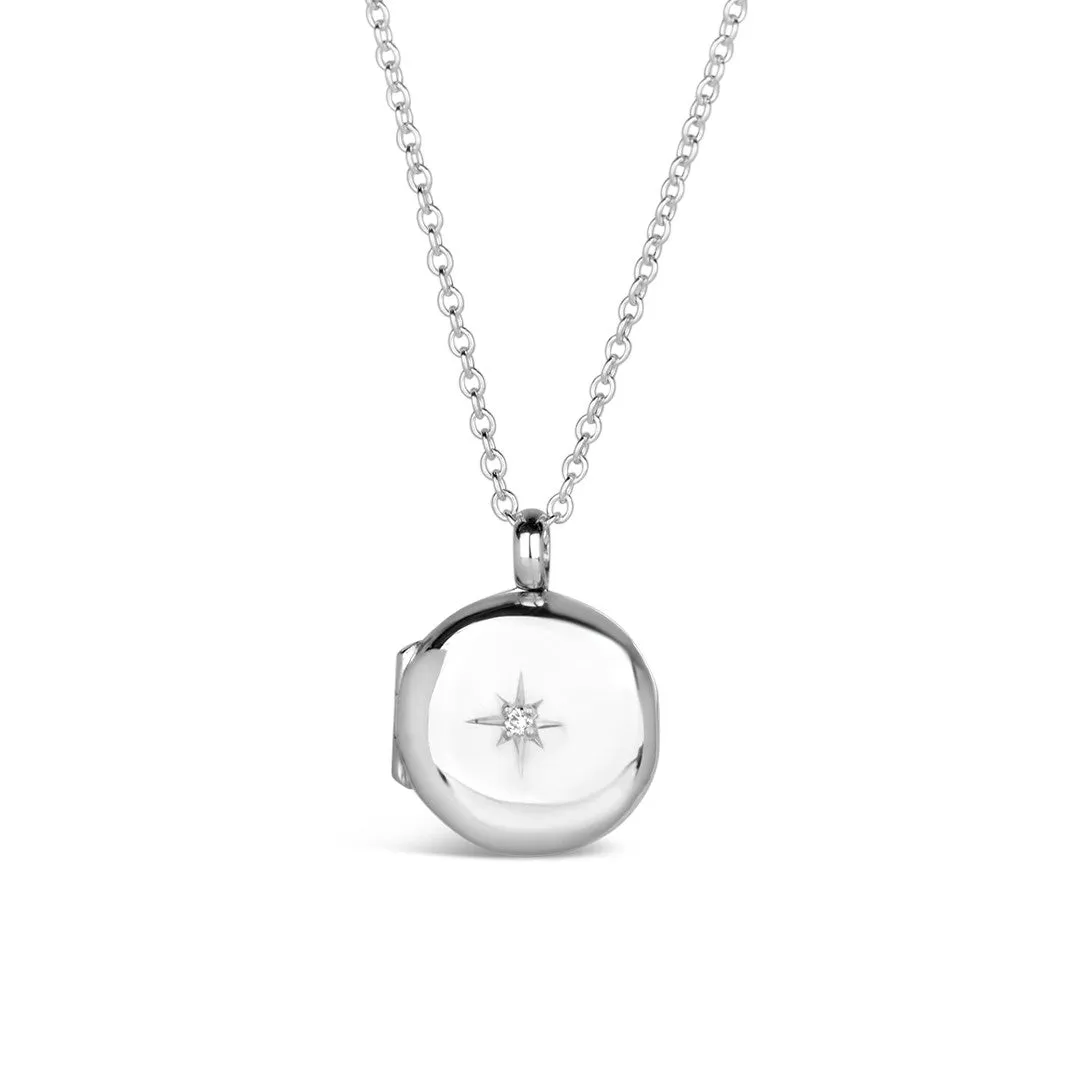 Silver Small Round Diamond Locket   Photos