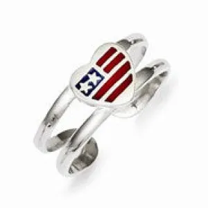 Sterling Silver Enameled Flag Heart Toe Ring