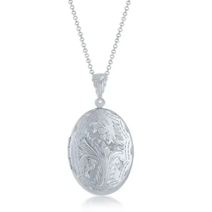 Sterling Silver Large Designed Oval Locket (97282)