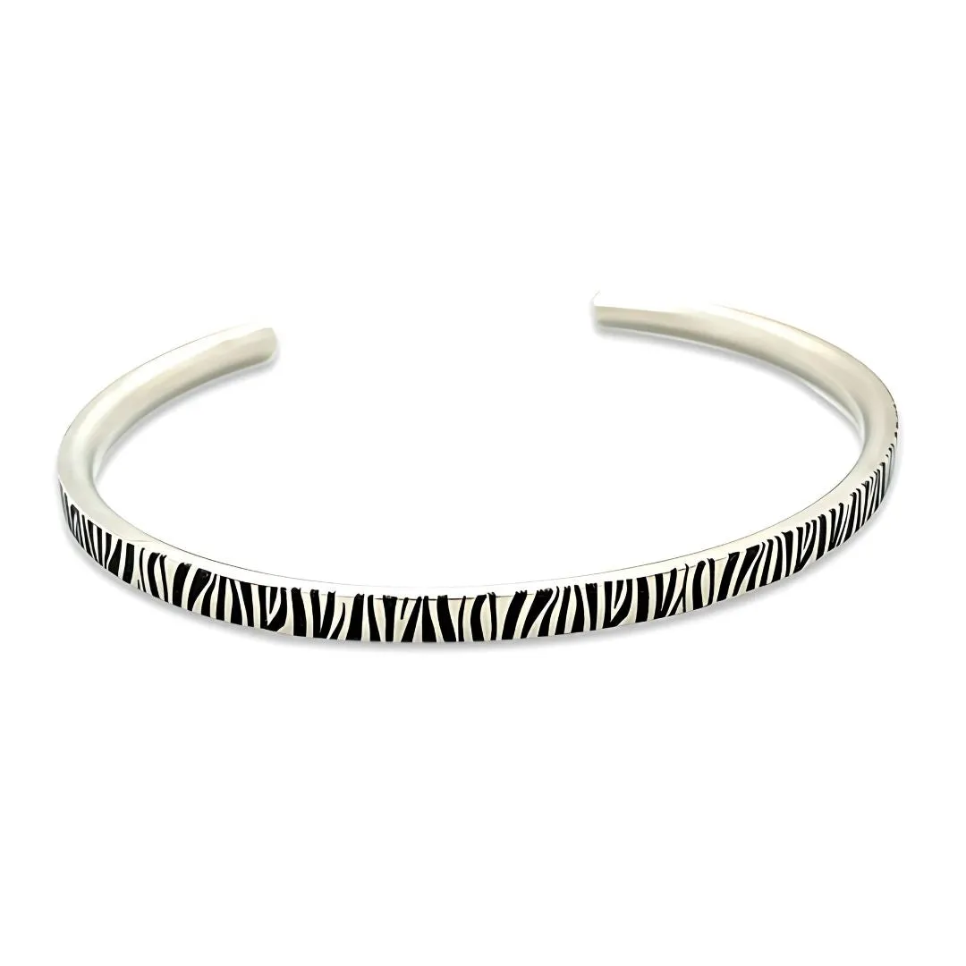 Zebra Print Slim Torc Bangle