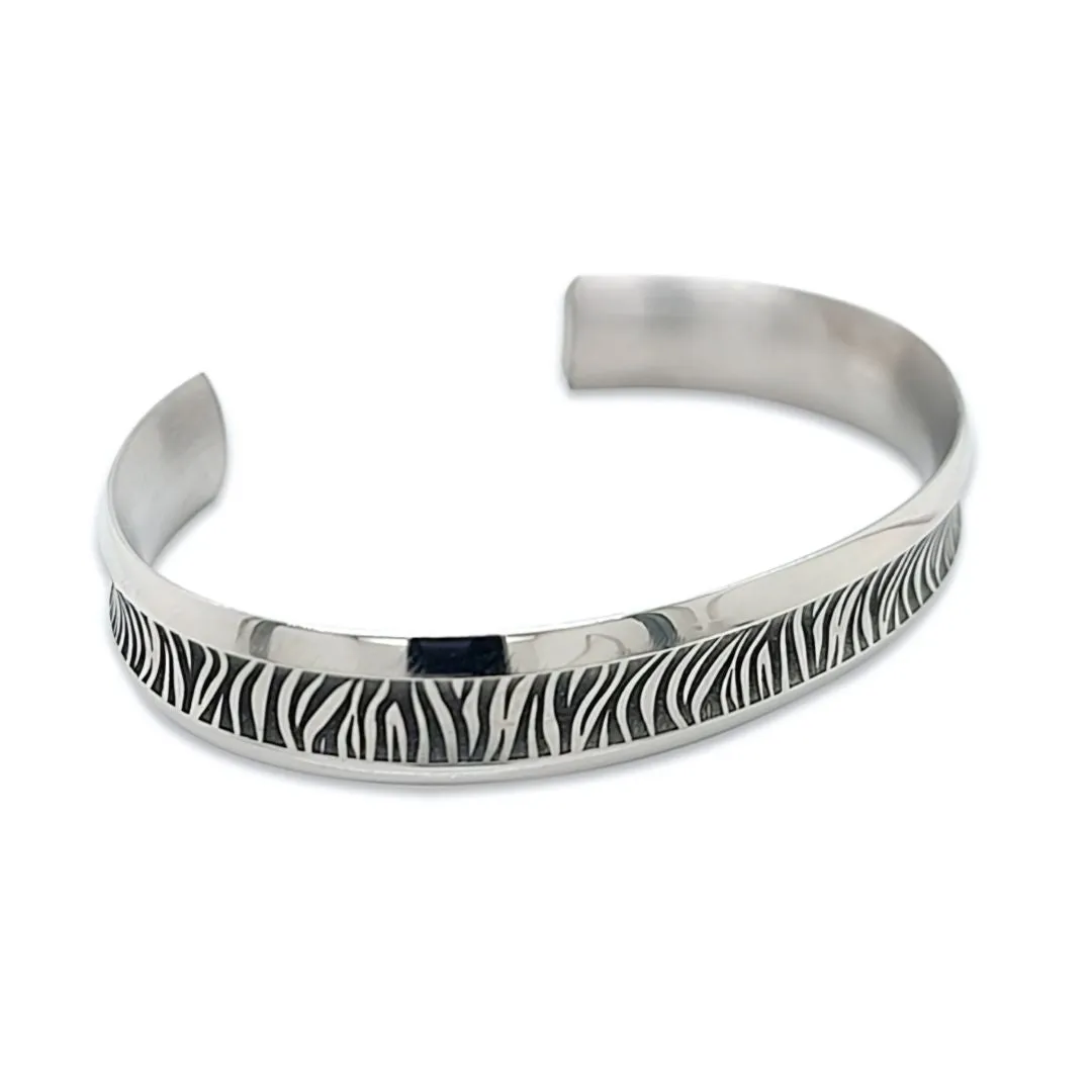 Zebra Print Wide Concave Torc Bangle